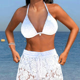 Laluna | Elegante Set Bikini in Pizzo Tinta Unita