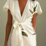 Livia | Abito Midi in Satin a Maniche Corte Bianco