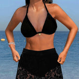 Laluna | Elegante Set Bikini in Pizzo Tinta Unita
