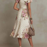 Clara | Abito Midi Satinato Florale Vintage