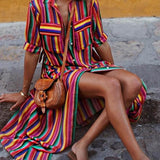 Daniela | Gonna maxi in stampa a righe estive casual