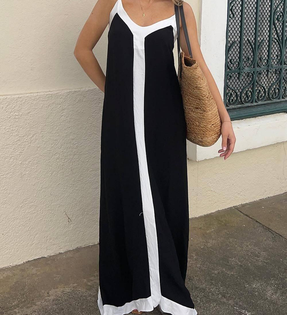 Sara | Abito Midi a Blocchi di Colore Stile Lavechic Île