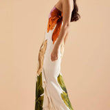 Adelaide | Abito Maxi Elegante con Stampa Floreale e Spalle Scoperte