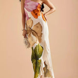 Adelaide | Abito Maxi Elegante con Stampa Floreale e Spalle Scoperte