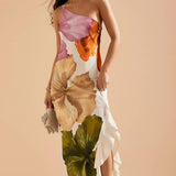 Adelaide | Abito Maxi Elegante con Stampa Floreale e Spalle Scoperte