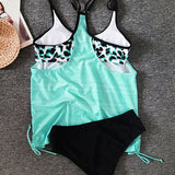 Martina | Tankini Tinta Unita con Stampa Leopardata