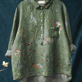 Elena | Camicia Casual da Donna con Motivo di Bosco e Animali