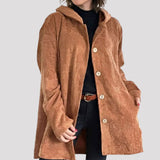 Giacca casual in velluto con cappuccio per l'autunno
