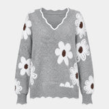 PAULA | MAGLIONE FLORALE ELEGANTE CON COLLO A V