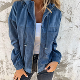 Ella | Giacca in velluto a coste con cappuccio e zip per Donna