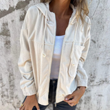 Ella | Giacca in velluto a coste con cappuccio e zip per Donna