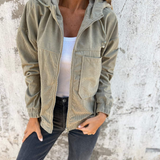 Ella | Giacca in velluto a coste con cappuccio e zip per Donna
