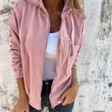 Ella | Giacca in velluto a coste con cappuccio e zip per Donna