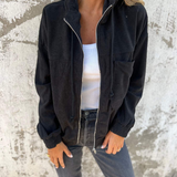 Ella | Giacca in velluto a coste con cappuccio e zip per Donna