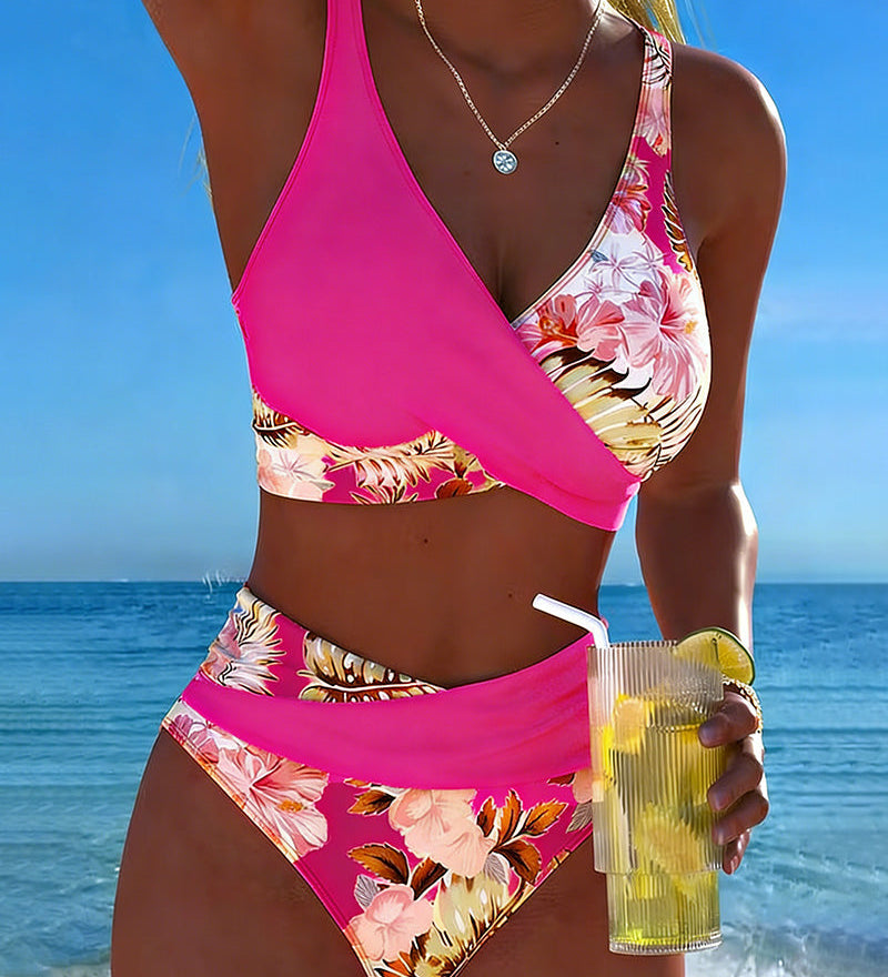 Eleonora | Bikini con Fantasia Floreale a Contrasto e Spacco