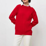 Pull donna in maglia grossa unita - Taglio confortevole e caldo