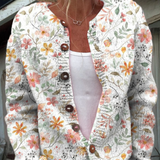 Cardigan con piccola e fresca stampa floreale e bottoni