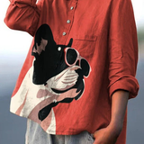 Valeria | Maglietta Casual con Motivo Decorativo di Bulldog Francese