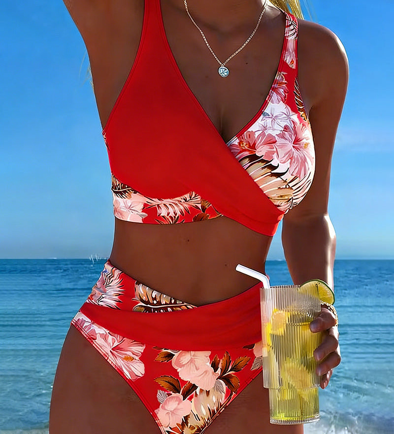 Eleonora | Bikini con Fantasia Floreale a Contrasto e Spacco