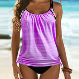 Martina | Tankini Tinta Unita con Stampa Leopardata