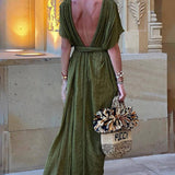 Elena | Abito Maxi con Spacco e Kimono e Treccine