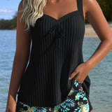 Serena | Tankini a Righe con Pantaloncino da Spiaggia in Due Pezzi