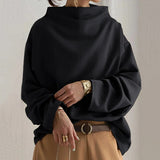 Maglione Collo Alto Elegante Donna – Taglio Casual Nero a Maniche Lunghe