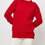 Pull donna in maglia grossa unita - Taglio confortevole e caldo