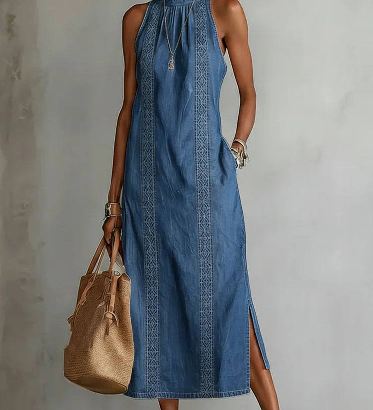 Cristina - Abito in denim con pizzo rétro