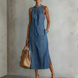 Cristina - Abito in denim con pizzo rétro