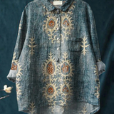 Ángeles | Camicia Casual con Stampa Floreale Etnica Vintage per Donne