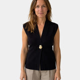 Félicie | Gilet in Maglia con Dettaglio Bottonato Collo a V