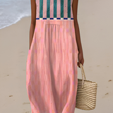 Elena | Abito Midi Pastello a Righe Lily