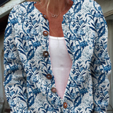 Cardigan con stampa floreale e bottoni