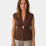 Félicie | Gilet in Maglia con Dettaglio Bottonato Collo a V