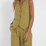 Daniela | Completo Gilet Bottonato & Pantalone Largo