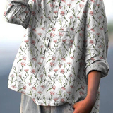 Milagros | Camicia Casual da Donna con Motivo Floreale Rosa di Primavera