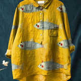Marta | Maglietta Casual d'Arte di Pesce Vintage