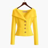 Gilet Corto A Costine Elegante per Donna – Maglione Buttoned Confortevole