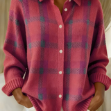 Cardigan Donna Morbido a Quadri – Maglione Elegante e Confortevole