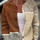 Cardigan minimalista con stampa astratta a pois e bottoni