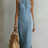 Cristina - Abito in denim con pizzo rétro