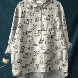 Claudia | Camicia Casual con Stampa di Cani Carini
