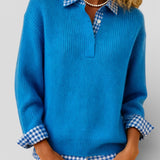 Alicia™ | Maglione lavorato a maglia con dettaglio a quadri