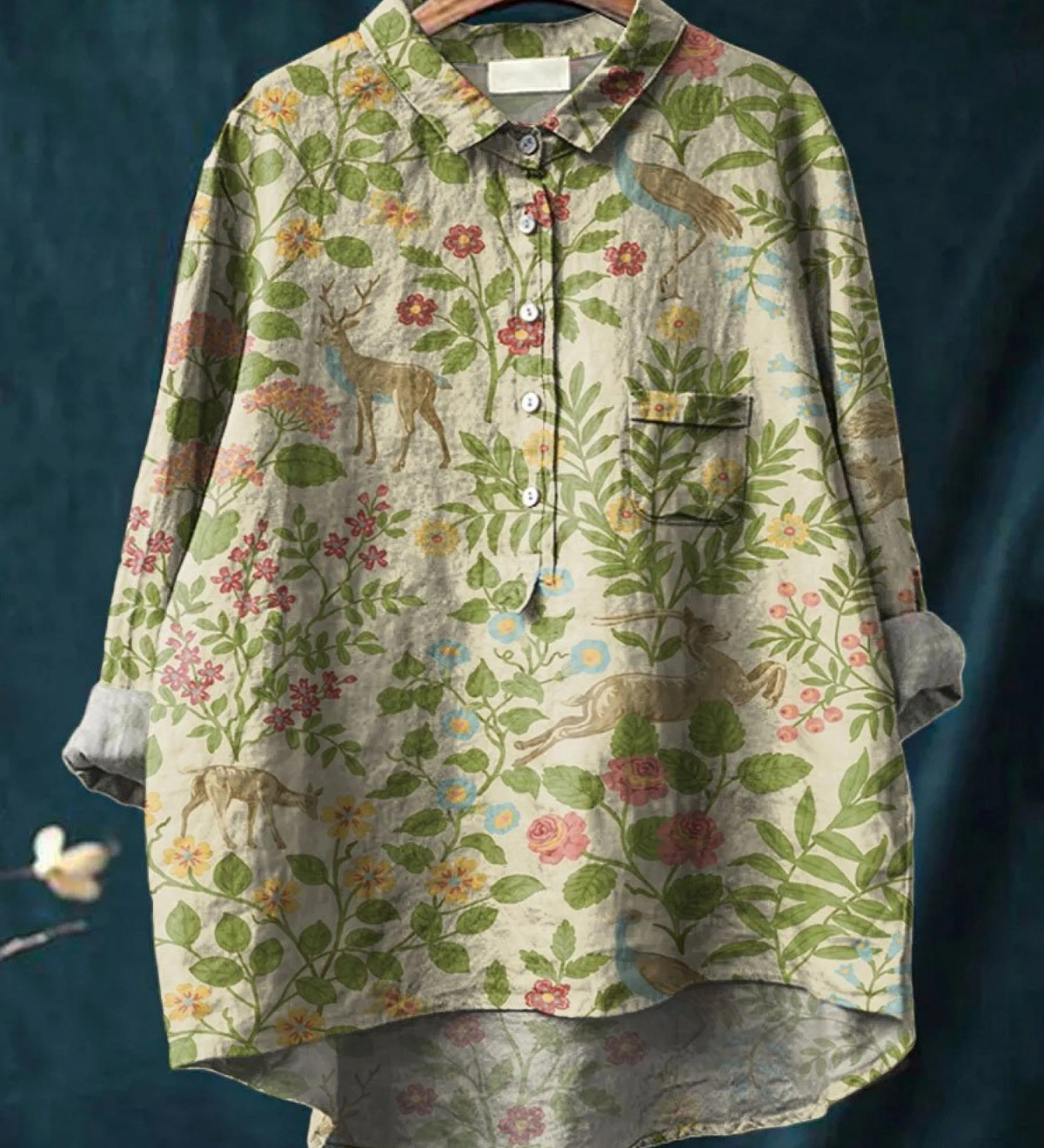 Paloma | Maglietta Casual con Stampa Floreale Vintage di Animali