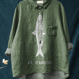 Amparo | T-shirt Casual con Stampa di Sardina