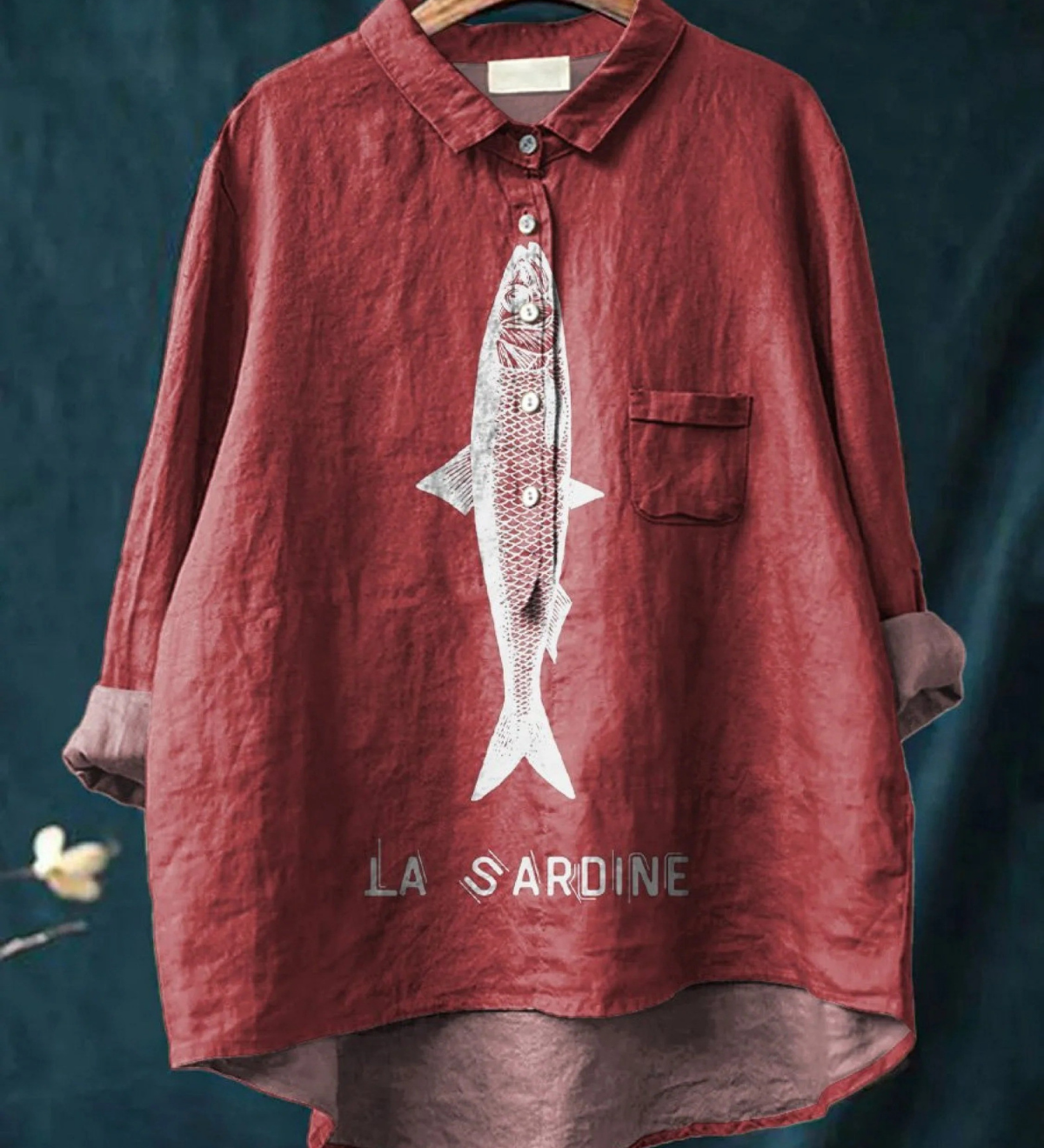 Amparo | T-shirt Casual con Stampa di Sardina