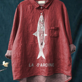 Amparo | T-shirt Casual con Stampa di Sardina