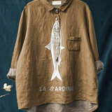 Amparo | T-shirt Casual con Stampa di Sardina