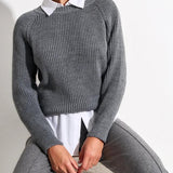 Pull donna in maglia grossa unita - Taglio confortevole e caldo